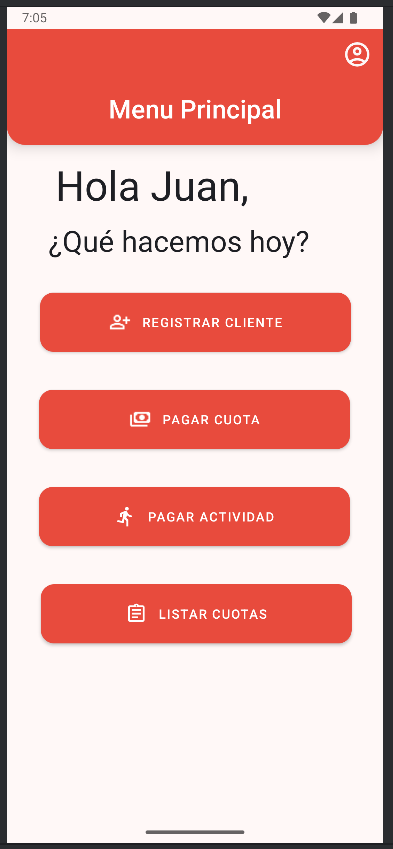 Imagen de la pantalla de inicio de una aplicación móvil
